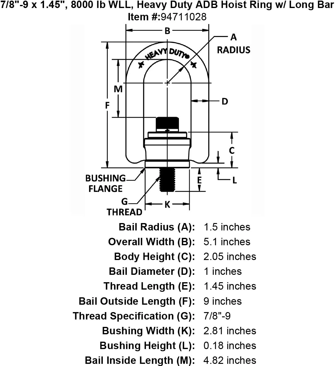Heavy Duty Long Bar Swivel Hoist Rings